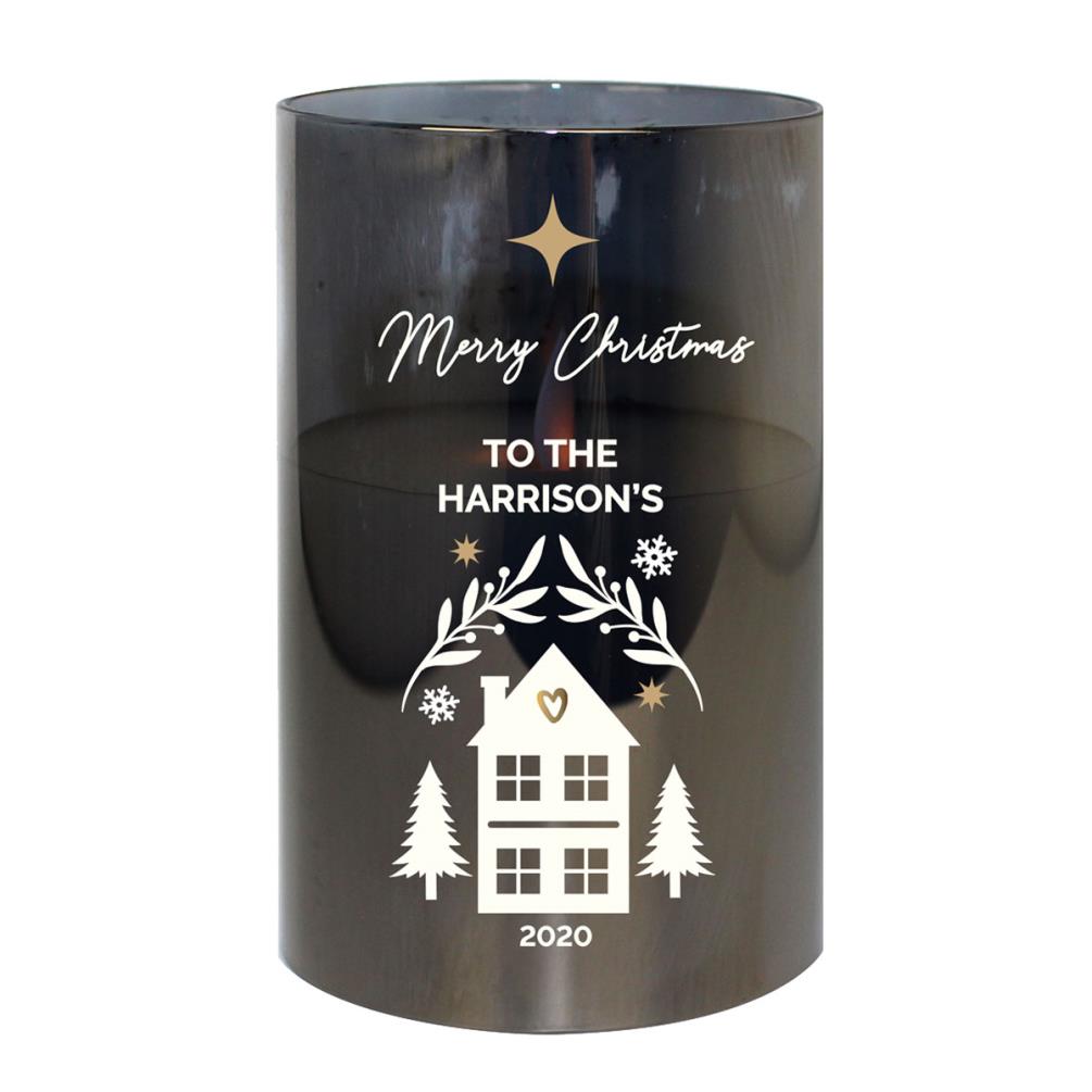 Personalised Christmas Smoked Glass LED Candle £17.99